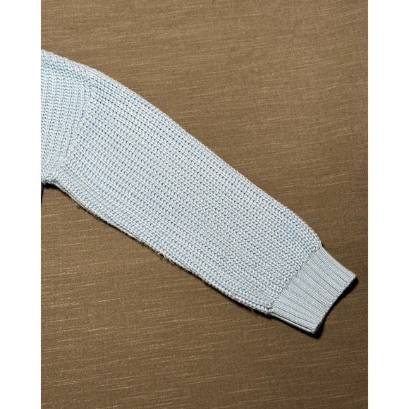 VICI Womens Light Blue Chunky Knit Turtleneck Sweater Chevron Cable SW4001 M - Picture 5 of 7